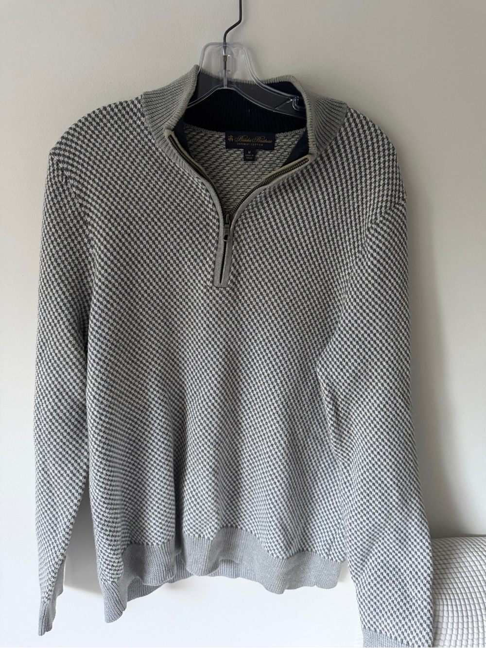 Brooks Brothers Gray Textured Half-Zip Sweater